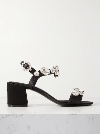 Dolce Gabbana Floral Appliqu D Satin Sandals Black Eu From