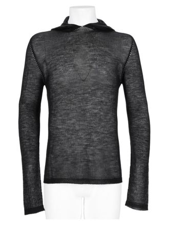 Rick Owens Lightweight Semi-Sheer Cashmere Sweater With Hood