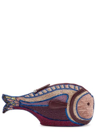 Staud Pesce Beaded and Sequin-embellished Clutch - Violet - One Size