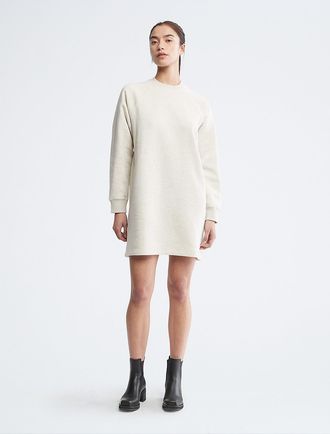 Calvin Klein Womens Archive Logo Fleece Sweatshirt Dress - Grey - XXS