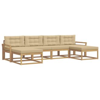 vidaXL Conjunto De Sof&aacute;s De Exterior Con Coj&iacute;n 6 Pcs Y Beige Vidaxl