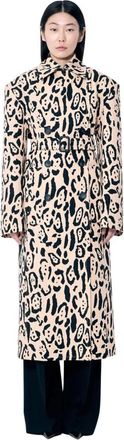 Sportmax Dierenprint trenchcoat van waterafstotend katoen - Dames - Trenchcoats - Beige - 2XS - Katoen - Jassen