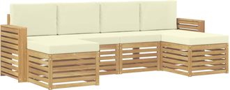 vidaXL Conjunto De Sof&aacute;s De Exterior 6 Uds. Blanco Y Crema Poli&eacute;ster Vidaxl