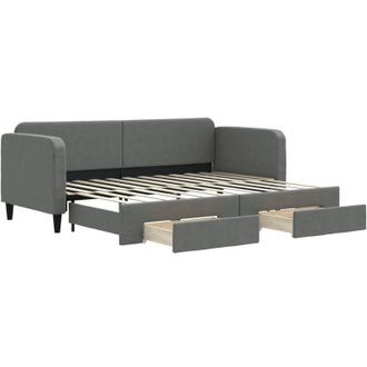 vidaXL Vidaxl - Sof&aacute; Cama Nido Con Cajones Tela Gris Oscuro 80x200 Cm