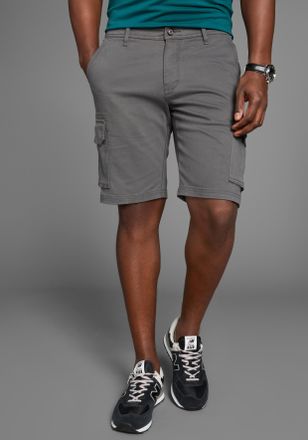 DELMAO Cargoshorts DELMAO, Herren, Gr. 44, N-Gr, grau (dunkel grau), Web, Obermaterial: 98% Baumwolle, 2% Elasthan, unifarben, regular fit kniefrei, Hosen Ca