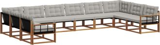 vidaXL Conjunto De Sof&aacute;s De Exterior 10 Uds. Gris Natural Y Claro Vidaxl