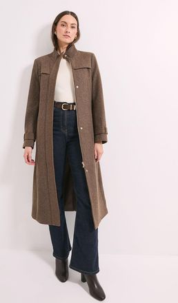 Wallis Womens Principles by Funnel Neck Coat - Taupe - Size 14 UK