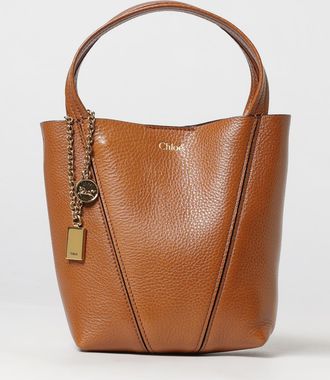 Chlo&eacute; Borsa a mano mini Spin in pelle di vitello a grana con anello