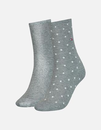 Tommy Hilfiger Womens 2-Pack Dots Pattern Womens Socks, Middle Grey Melange - Size: 6/6.5/7/7.5/8/8.5/9