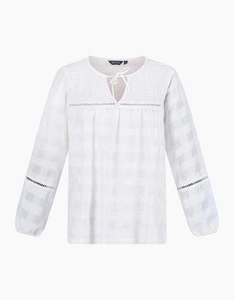 Regatta Womens Calluna Keyhole Neck Long Sleeve Peasant Blouse - White - Size: 12
