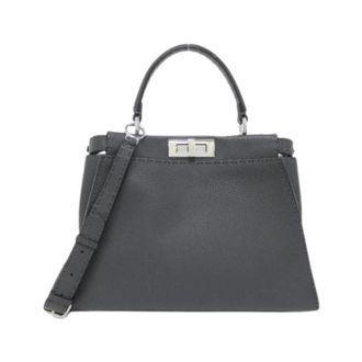 Fendi Pre-owned Selleria Peekaboo Kalfsleren Handtas - Dames - Vintage Handtas - Grijs - ONE Size - Leer - Vintage