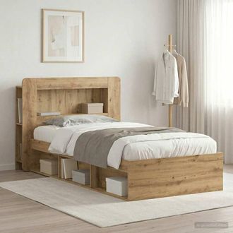 Berkfield Home Bed Frame with Storage Artisan Oak 90 x 200 cm Engineered Wood in Brown