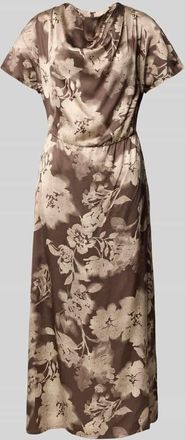 Jake*s Midikleid aus Viskose mit Wasserfall-Ausschnitt in Dunkelbraun, Gr&ouml;&szlig;e 32