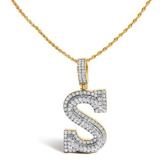 House of Brilliance Mens 10K Yellow Gold 1 5/8 Cttw Letter S Initial Pendant Necklace