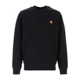 Maison Kitsun&eacute; Sweatshirts, male, Black, Size: L Fox Head Regular Sweatshirt