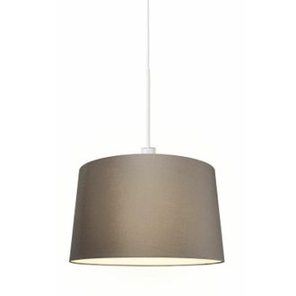 QAZQA Lampada a sospensione con paralume combi - Moderno - Tessuto,Acciaio - Bianco/Marrone - Tondo Max. 1 x Watt - Qazqa