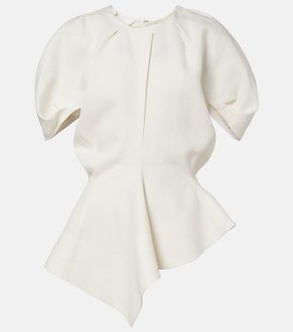 Khaite Rumi peplum linen-blend top