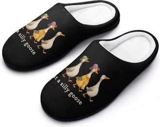 Generic Funny Just A Silly Goose Funny Mens Cotton Slippers Soft Non-Slip Rubber Sole House Slipper Indoor Outdoor