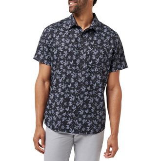 Travis Mathew Coastal Trip Short Sleeve Button-Up Shirt in Black at Nordstrom Rack, Size Small