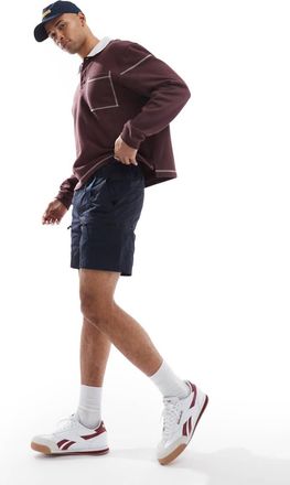 Boss Orange by Hugo Boss Sal - Pantaloncini cargo tecnici in nylon color blu navy con cintura e linguetta