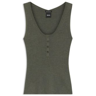 BOSS Sleeveless top in rib-knit merino wool