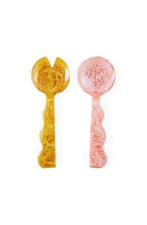 Jonathan Adler Como Ripple Salad Serving Set in Pink /Yellow Marble at Nordstrom