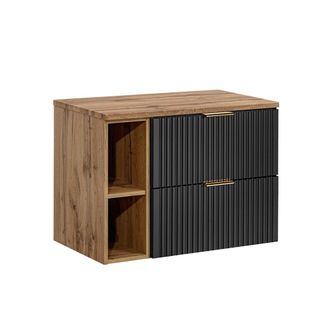 Petits Meubles Mueble bajo lavabo 80cm 2 nichos negro tableros de melamina y mdf