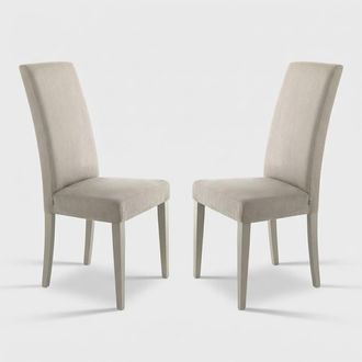 Oresteluchetta 2 Sillas Tapizadas De Microfibra Para Comedor Made In Italy Midland - Beige Juta