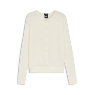 BOSS Button-up cardigan in extra-fine merino wool
