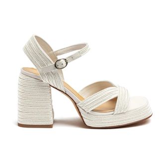 Castaner Raffia Party Sandal with Ankle Strap - female - Casta&ntilde;er - High Heel Sandals - White - 3 UK - Shoes