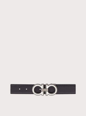 Ferragamo Men Reversible and adjustable Gancini belt Black