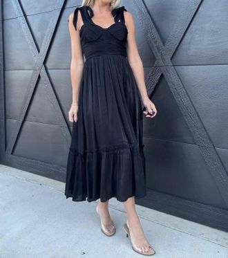 Blu Pepper Lurex Tie Strap Midi Dress In Black