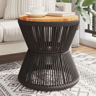 vidaXL Vidaxl - Mesa De Centro Base De Alambre Madera Acacia Negro &Oslash; 45x44 Cm