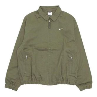 Nike Mens Nike Solid Color Logo Casual Lapel Jacket Green DQ6335-222