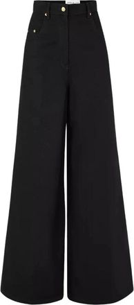 Nina Ricci Wijde Pijpen Jeans Stijlvol Model - Dames - Loose Fit Jeans - Zwart - M - Katoen - Jeans