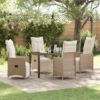 vidaXL Conjunto De Comedor De Jard&iacute;n Con Coj&iacute;n 5 Pcs Beige Polirat&aacute;n Vidaxl