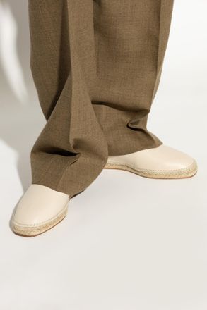 Lanvin Leather Slides, Mens, Cream