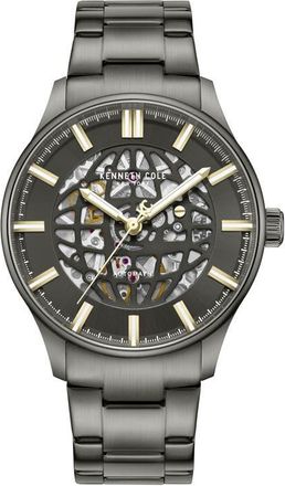 Kenneth Cole The Thompson Skeleton Automatic Bracelet Watch, 43.5mm in Dark Gray /Gun at Nordstrom