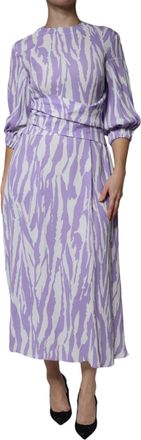 Msgm Patterned Viscose Short Sleeves Maxi Womens Dress (Pre-Owned)