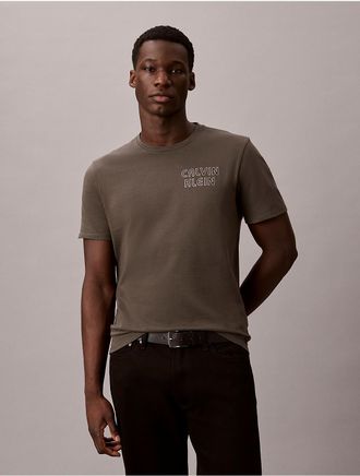 Calvin Klein Jeans Calvin Klein Mens Retro Logo Graphic Classic T-Shirt - Dark Grey - 2XL