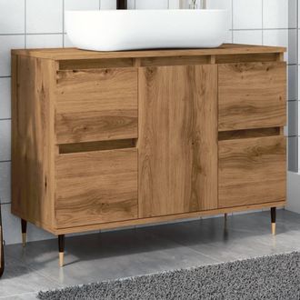 Berkfield Home Bathroom Cabinet Artisan Oak 80x33x60 cm Engineered Wood in Brown | Size: 80 x 33 x 60 cm