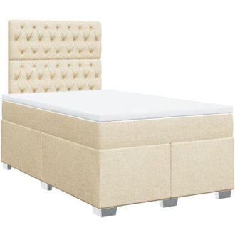 vidaXL Cama Box Spring Con Colch&oacute;n Tela Color Crema 120x190 Cm Vidaxl