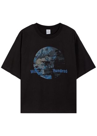 Won Hundred Houston Globe Printed Cotton T-shirt - Black - XL