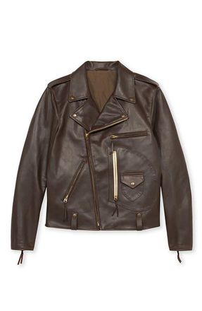 Fortela Biker Leather Jacket in Brown at Nordstrom, Size 48 Eu