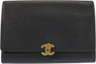 Chanel Pre-owned Coco Mark Compact Wallet - Dames - Vintage Accessoires - Zwart - ONE Size - Leer - Vintage