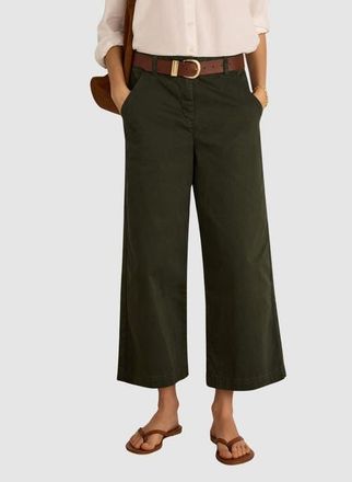Baukjen Brielle Organic Cotton Wide Leg Trousers in Deep Khaki at Nordstrom, Size 12