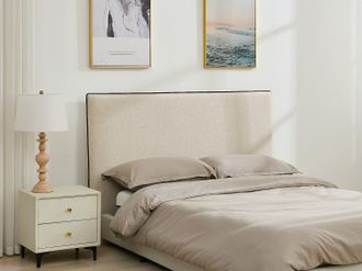 Vente-Unique Testata letto sfoderabile 170 cm Cotone e Lino Beige e Nero - CHESMA