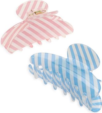Tasha Assorted 2-Pack Stripe Claw Clips in Pink/blue at Nordstrom