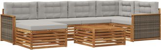 vidaXL Conjunto De Sof&aacute;s De Exterior 7 Uds. Natural Y Gris Claro Vidaxl