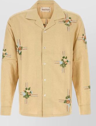 Baziszt silk cabin shirt long sleeves floral embroidery